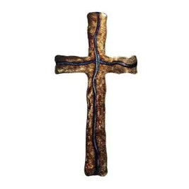 Narrow Road Wall Cross Jeweled Steel by Broussard
