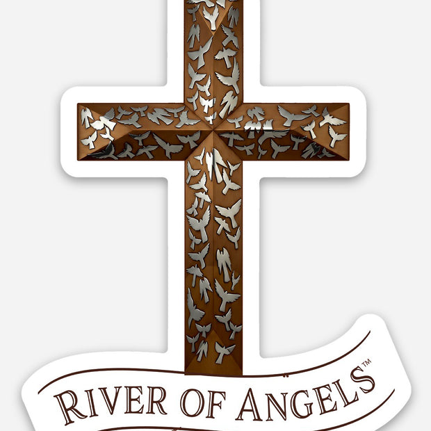 "River of Angels" Cross Sticker