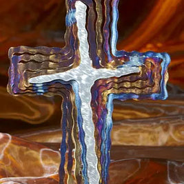Spiral Cross Jeweled Steel by Broussard
