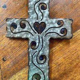 Vine Cross Jeweled Steel by Broussard
